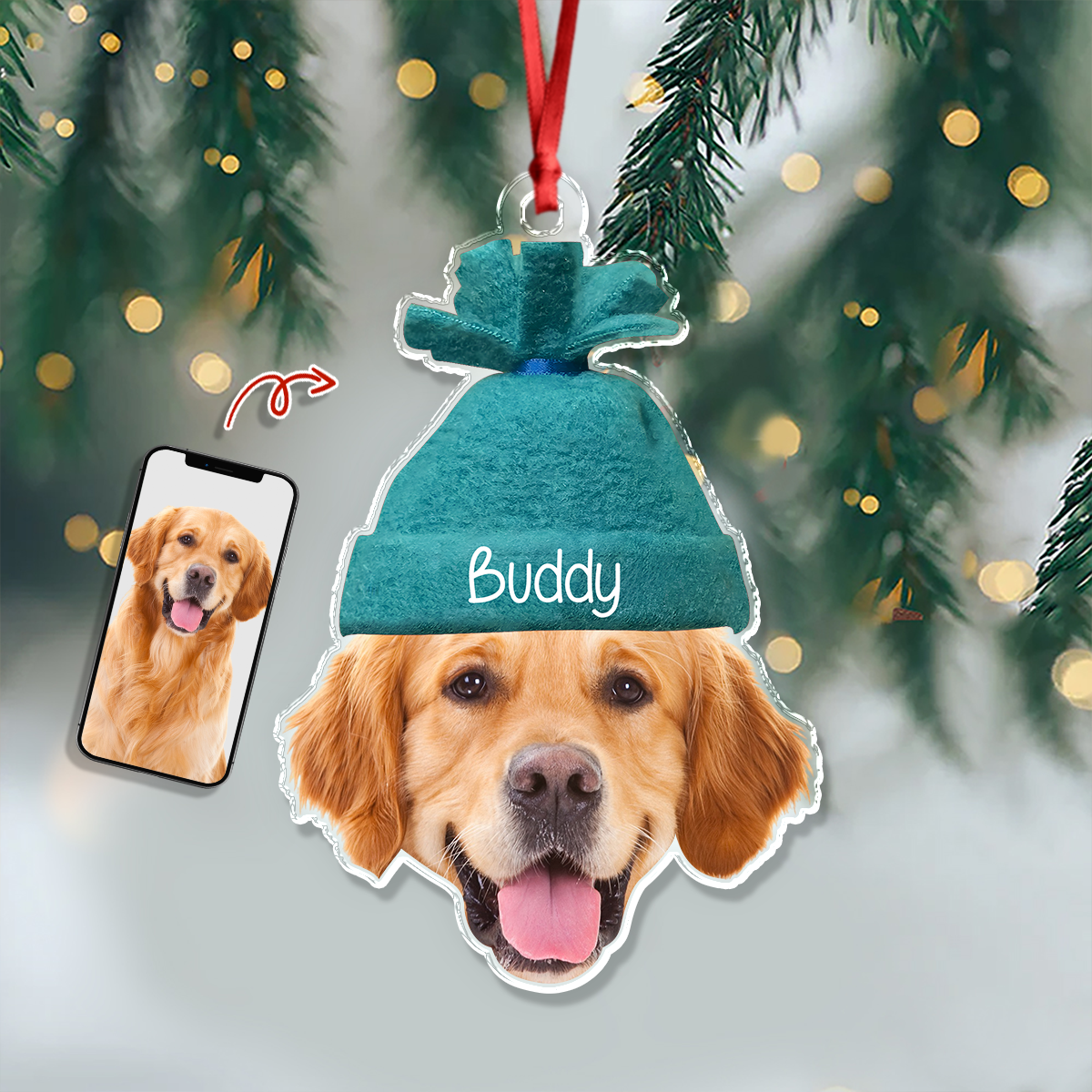 Custom Cute Face Photo Acrylic Ornament Christmas Gift For Family HO82 894756