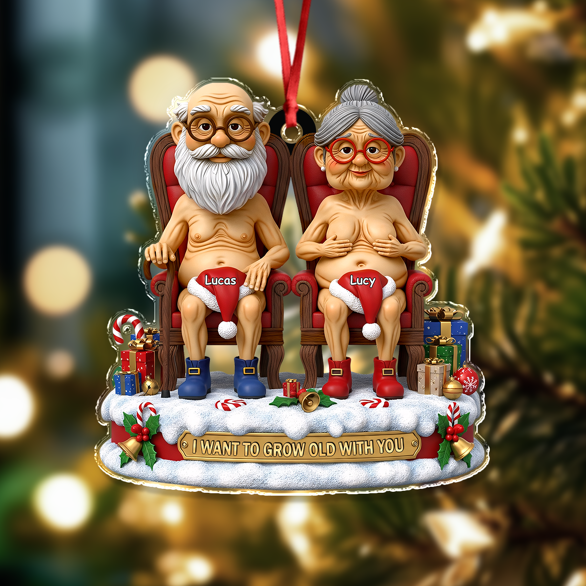 I Want To Grow Old With You Acrylic Ornament Christmas Gift For Couples HO82 900218