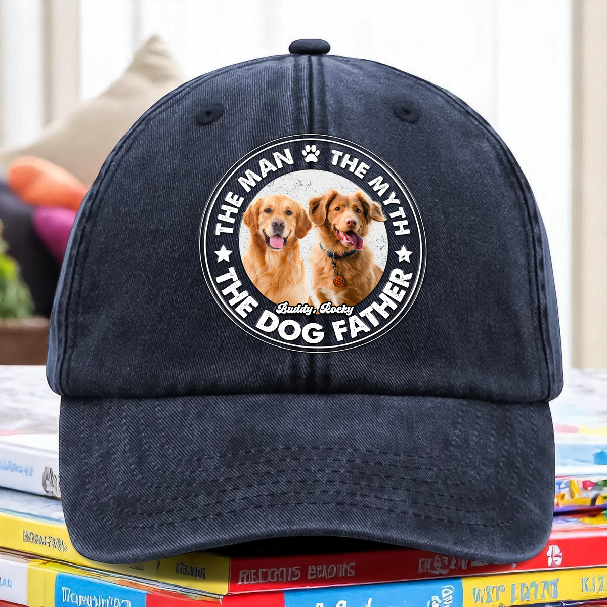 Custom Photo The Man The Myth The Dog Father Washed Denim Baseball Cap CH07 895864