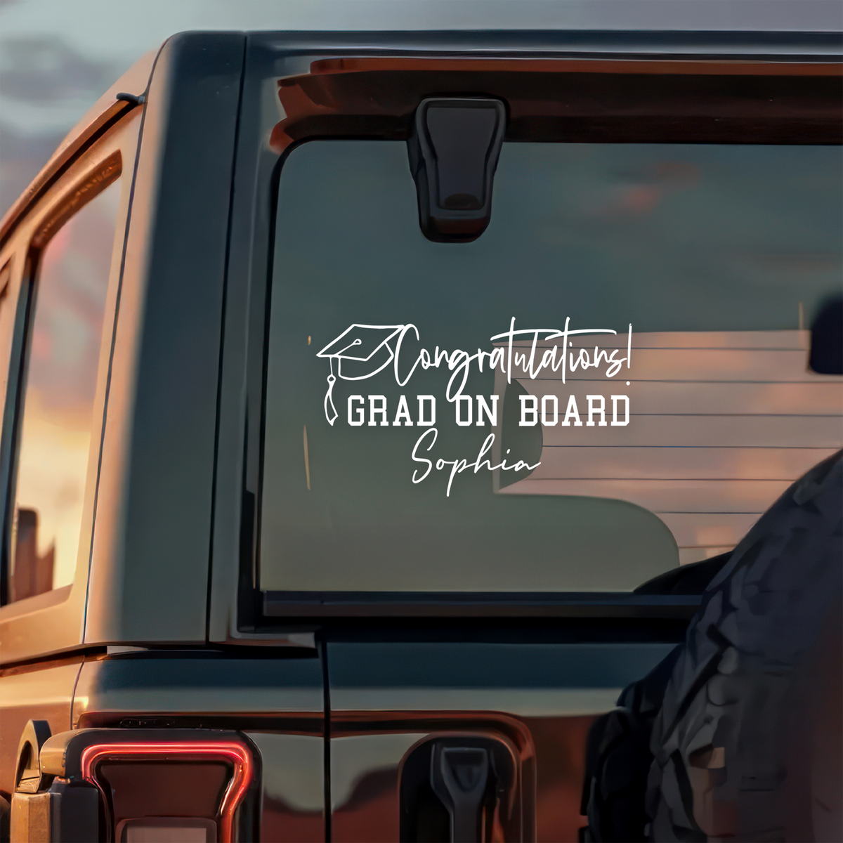 Custom Name Congratulations! Grad On Board Car Window Decal Sticker TH10 898491