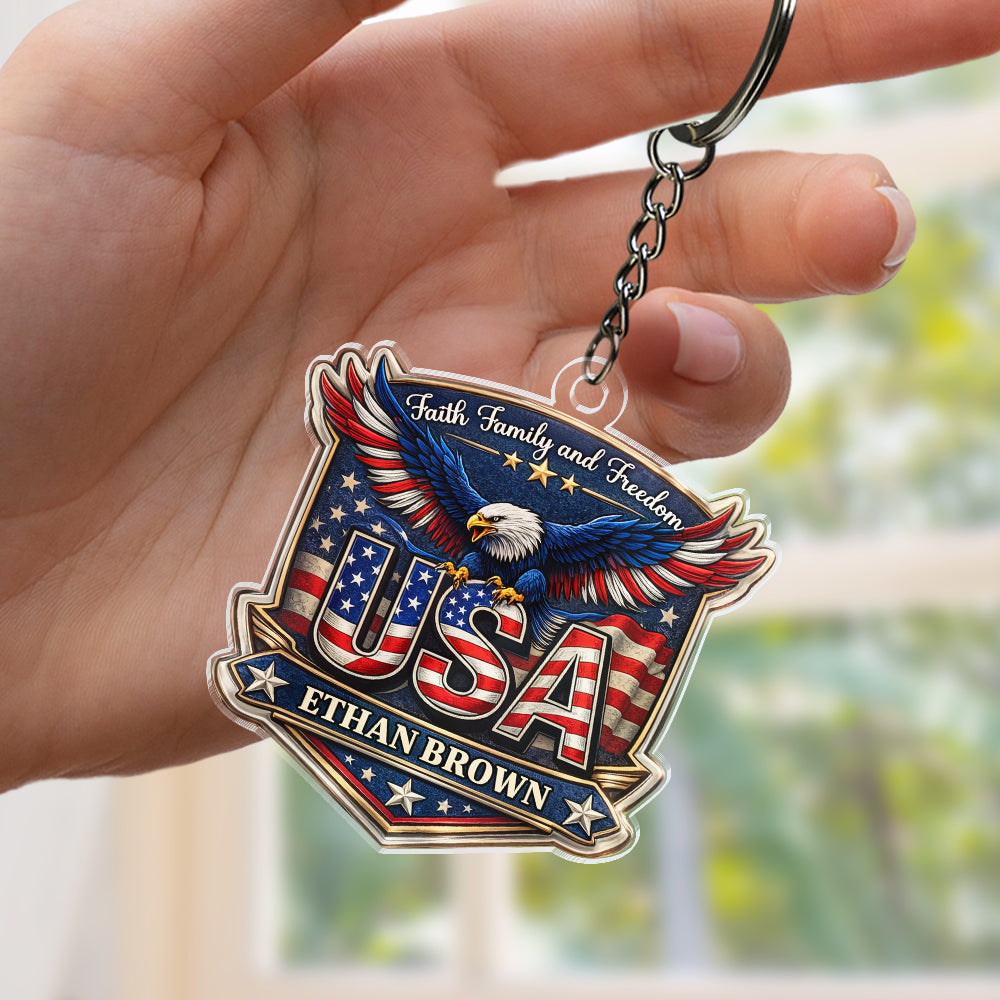 Personalized Faith, Family & Freedom America 250 Years Acrylic Keychain HA75 921016