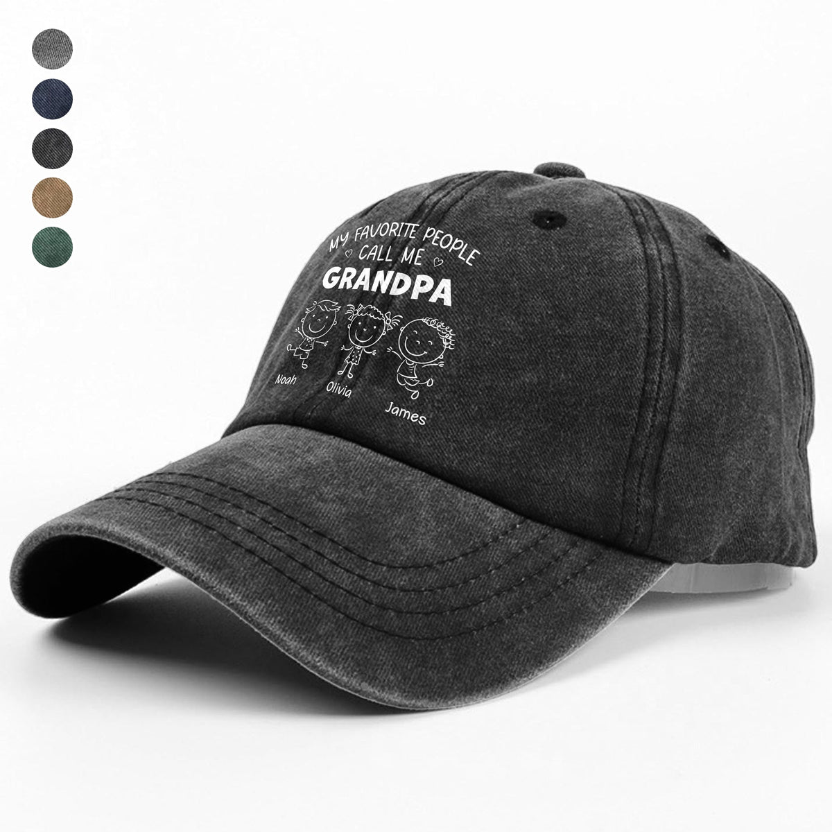 My Favorite People Call Me Daddy Vintage Washed Denim Baseball Cap Personalized Gift For Dad, Grandpa HO82 894456
