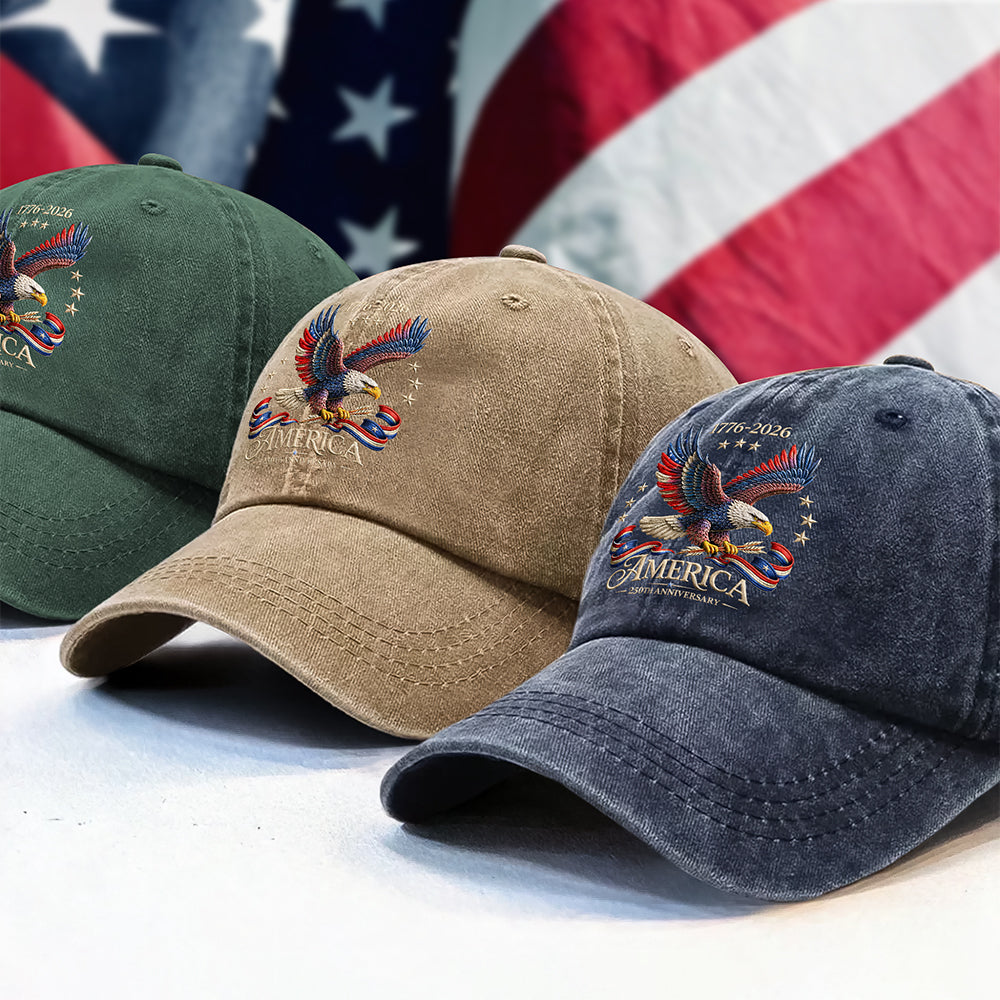 Custom Name America 250 Years Anniversary Eagle Embroidered Baseball Cap HO82 901698