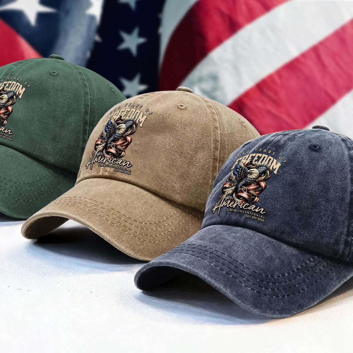 250 Years Of Freedome America Washed Denim Baseball Cap TH10 894545