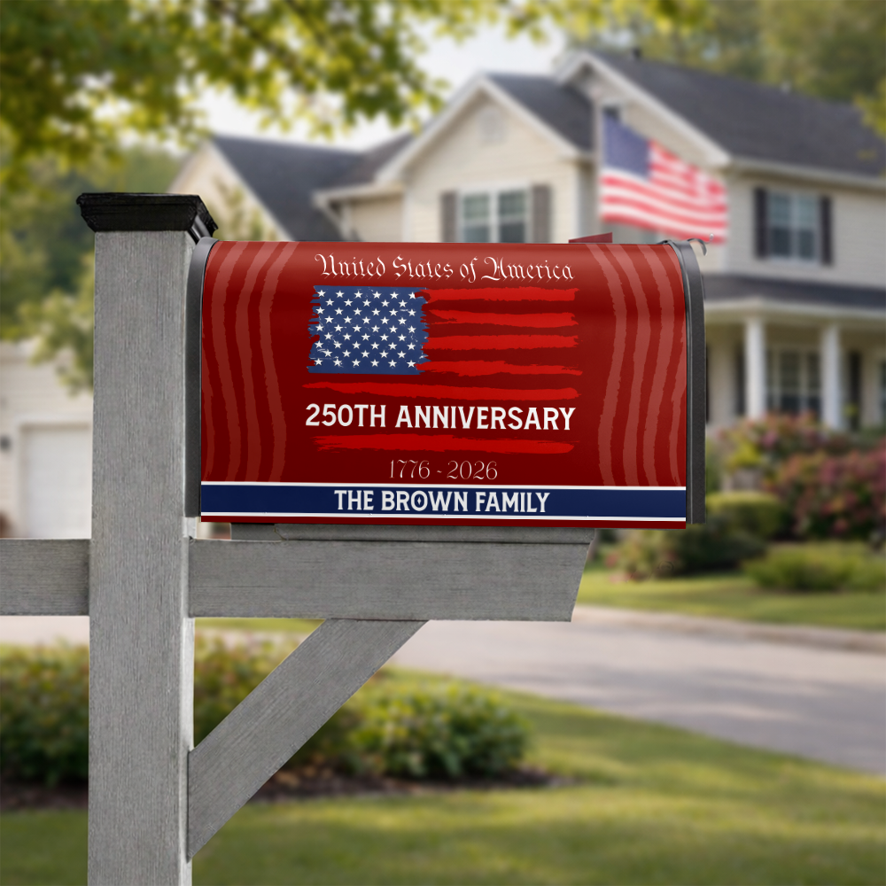 Custom Family Name USA 250th Anniversary Mailbox Cover HO82 900922