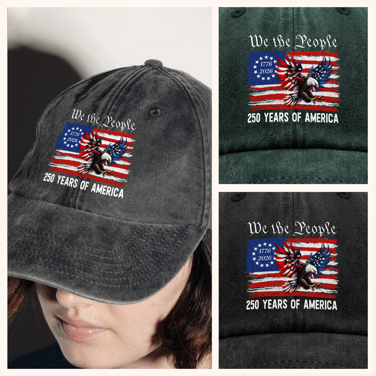 Patriot We The People 250 Years of America 1776-2026 Washed Denim Baseball Cap HA75 920318