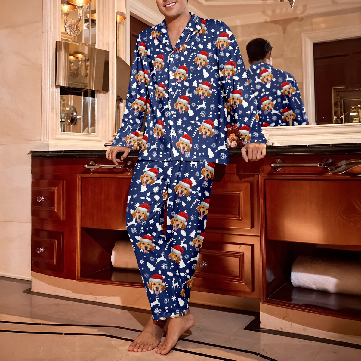 Custom Photo Dog Cat Face Christmas Pajamas Gift For Pet Lovers CH07 896620