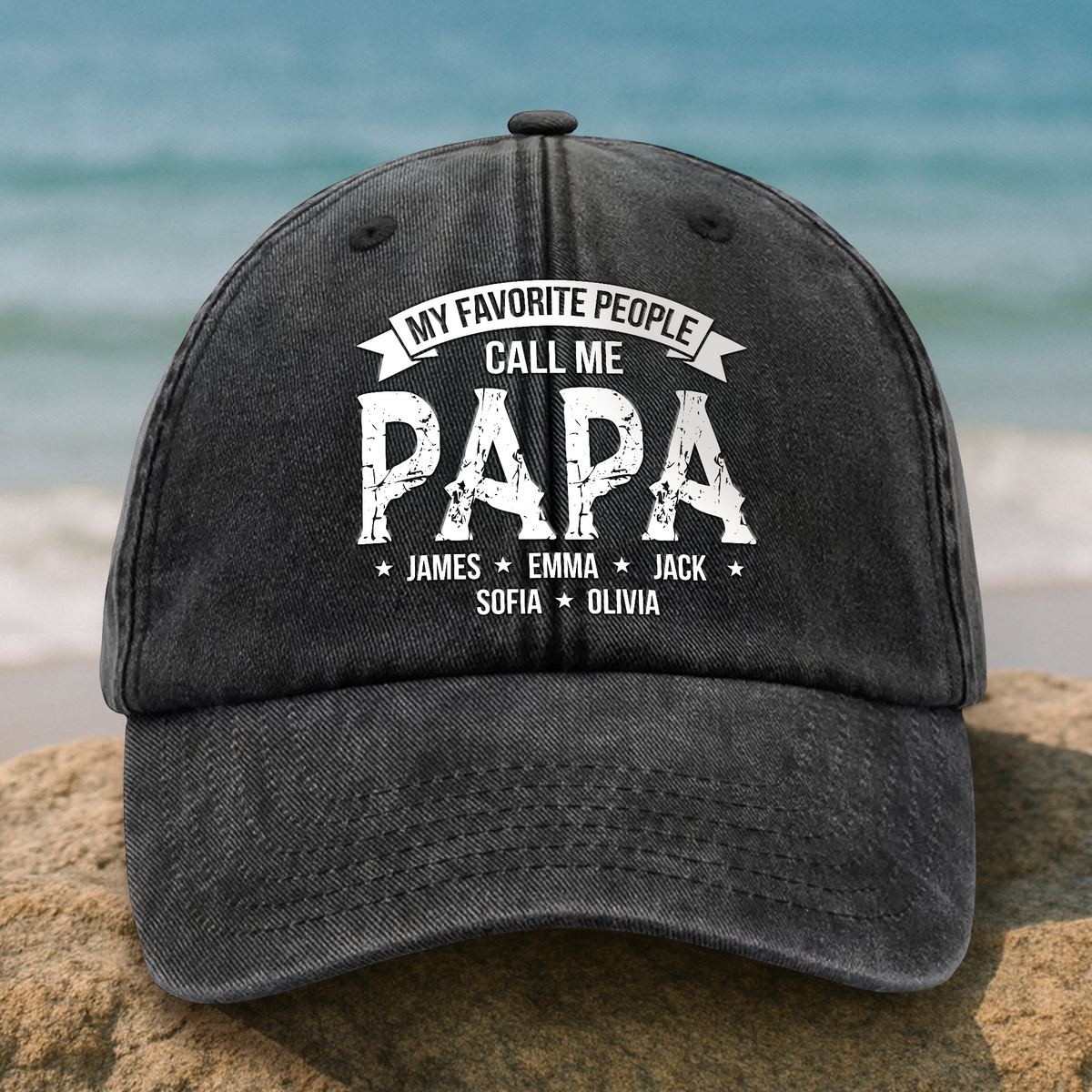 My Favorite People Call Me Daddy Washed Denim Baseball Cap HA75 892490