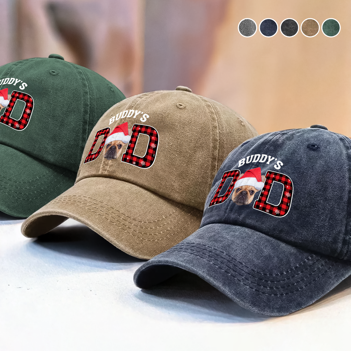 Custom Dog Cat Face Washed Denim Baseball Cap Christmas Gift For Dad Mom HO82 894400