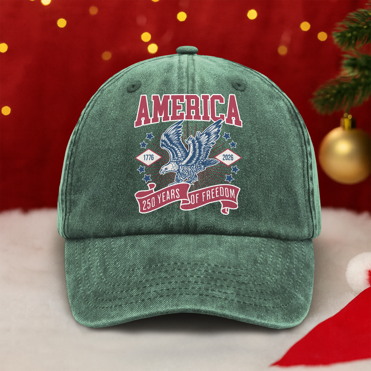 America 1776 - 2026 250 Years Of Freedom Washed Denim Baseball Cap HA75 897016
