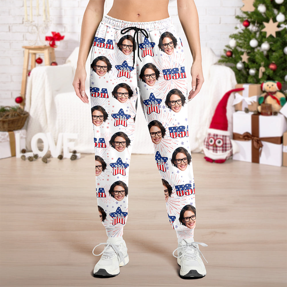 Custom Face Celebrate 250 Years America Anniversary 250th Independence Day Sweatpants CH07 899748
