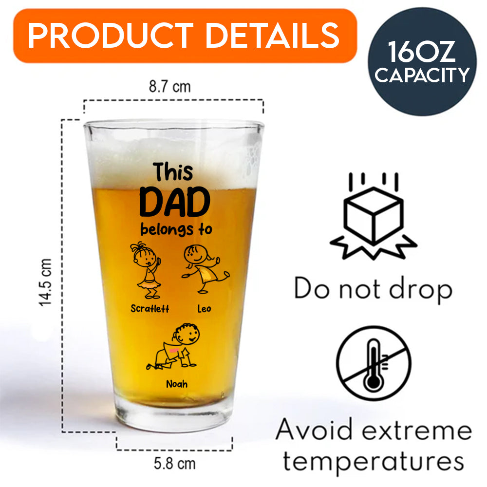 Personalized This Grandpa Belongs To Grandchildren Print Beer Glass HA75 892212