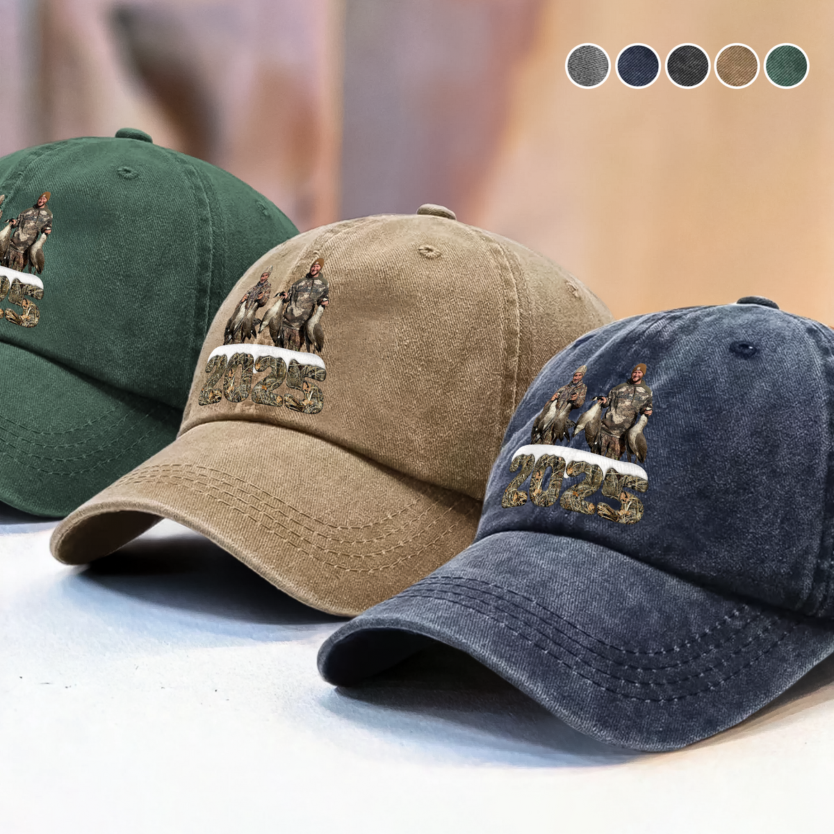 Custom Photo Washed Denim Baseball Cap Christmas Gifts For Duck Hunting HA75 898366