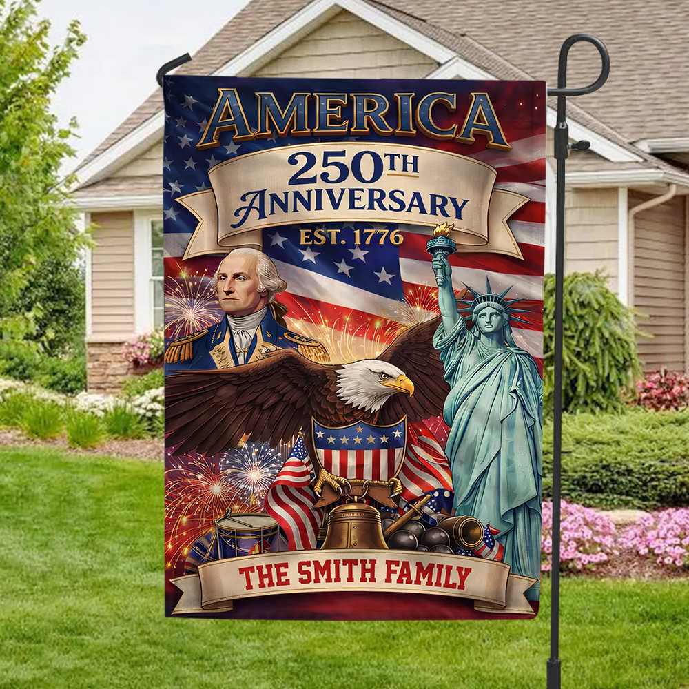 Custom Family Name USA 250th Anniversary Garden Flag LM32 897965