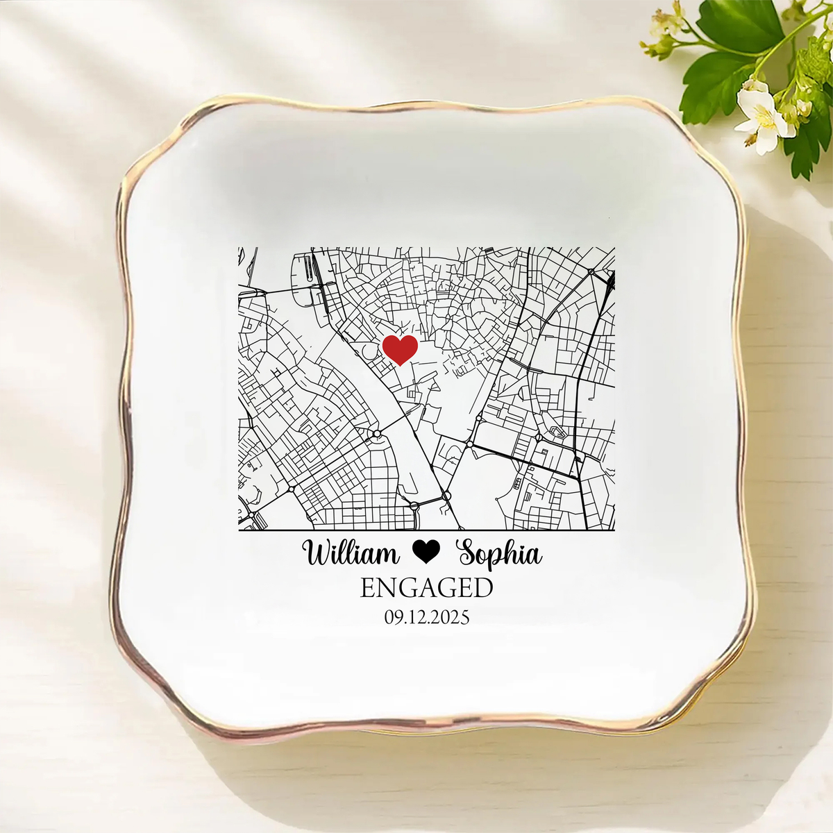 Custom Map Engaged Ring Dish Gifts For Couple HO82 901114