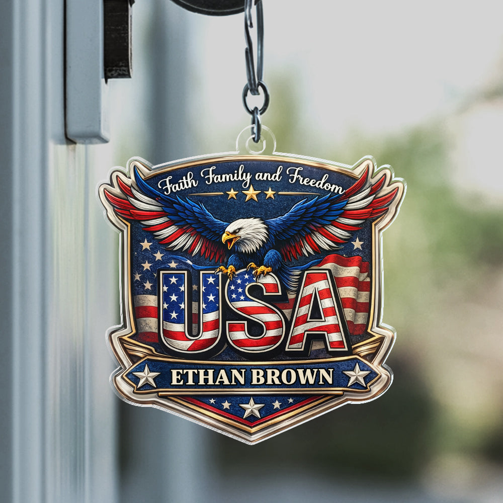 Personalized Faith, Family & Freedom America 250 Years Acrylic Keychain HA75 921016