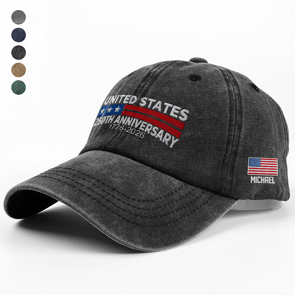 Custom Name250 Anniversary USA 1776-2026 Embroidered American Flag HA75 898810