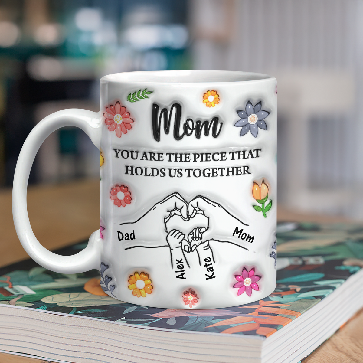 Custom Name Kids Holding Mom‘s Hand Mug 3D Inflated Effect Mug CH07 895588