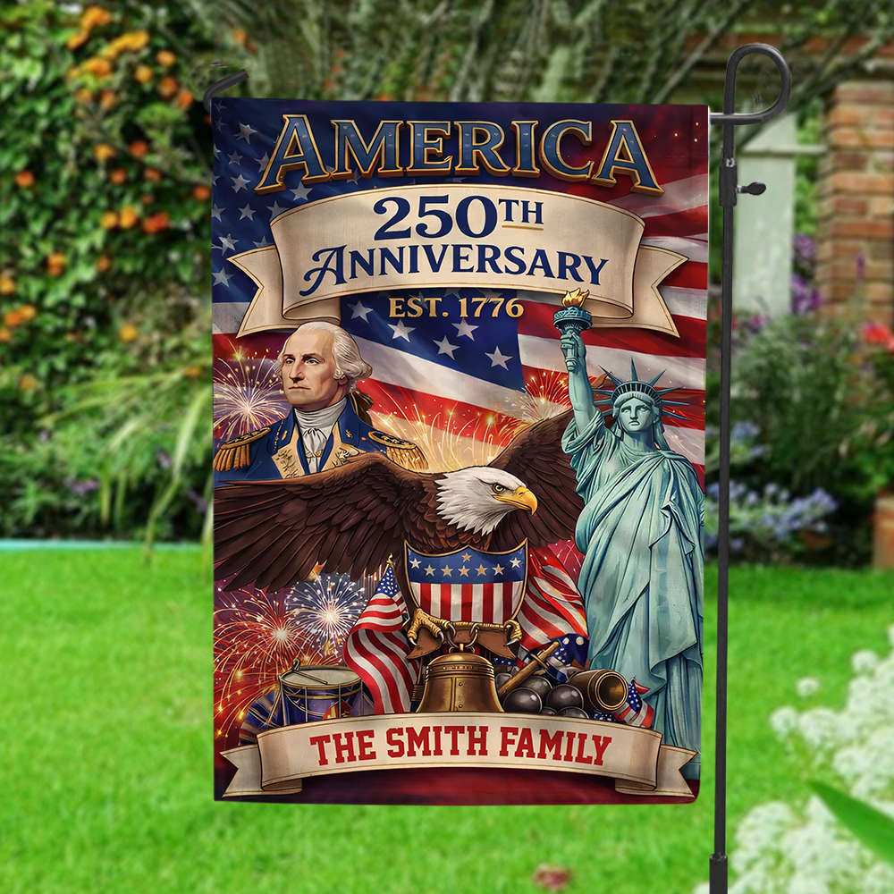 Custom Family Name USA 250th Anniversary Garden Flag LM32 897965