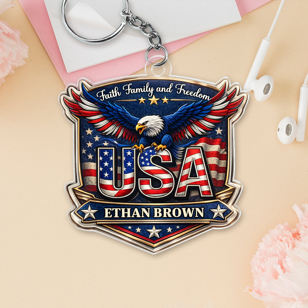 Personalized Faith, Family & Freedom America 250 Years Acrylic Keychain HA75 921016