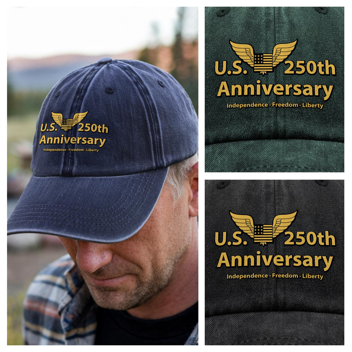 American Independence Freedom Liberty Patriotic Washed Denim Baseball Cap LM32 895143