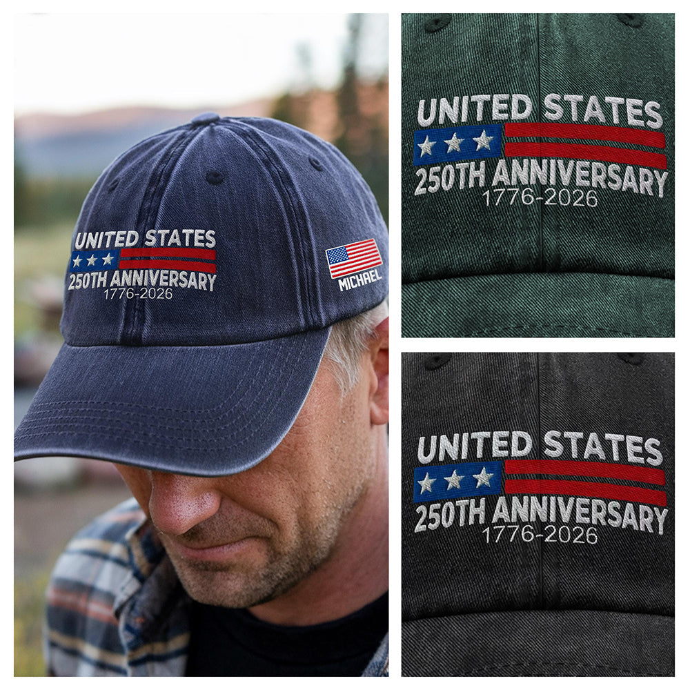 Custom Name250 Anniversary USA 1776-2026 Embroidered American Flag HA75 898810