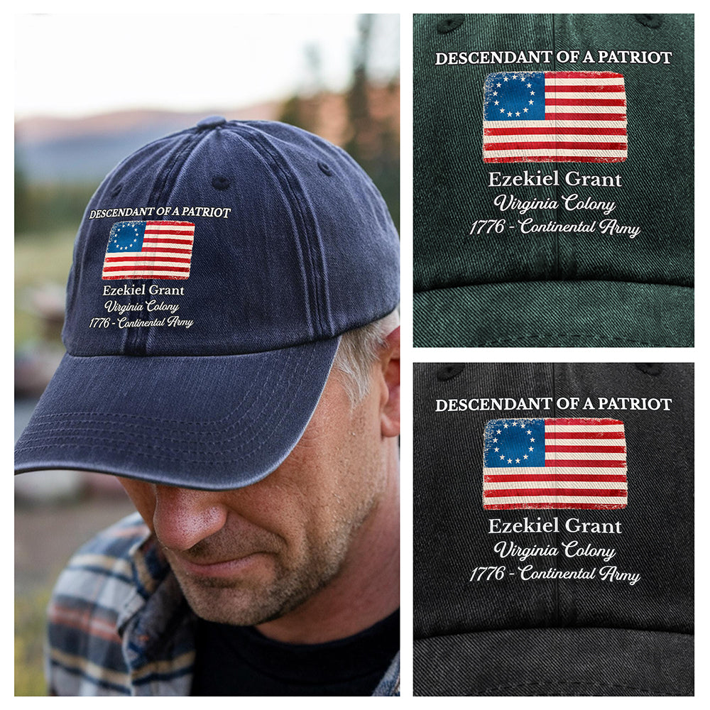 Custom Descendant of a Patriot Heritage Washed Denim Baseball Cap LM32 895549