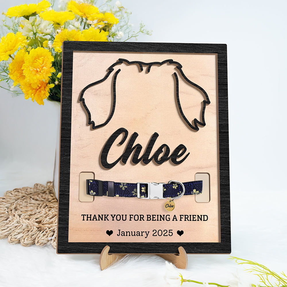 Custom Dog Ear Memorial 2-Layers Wooden Collar Frame LM32 893781