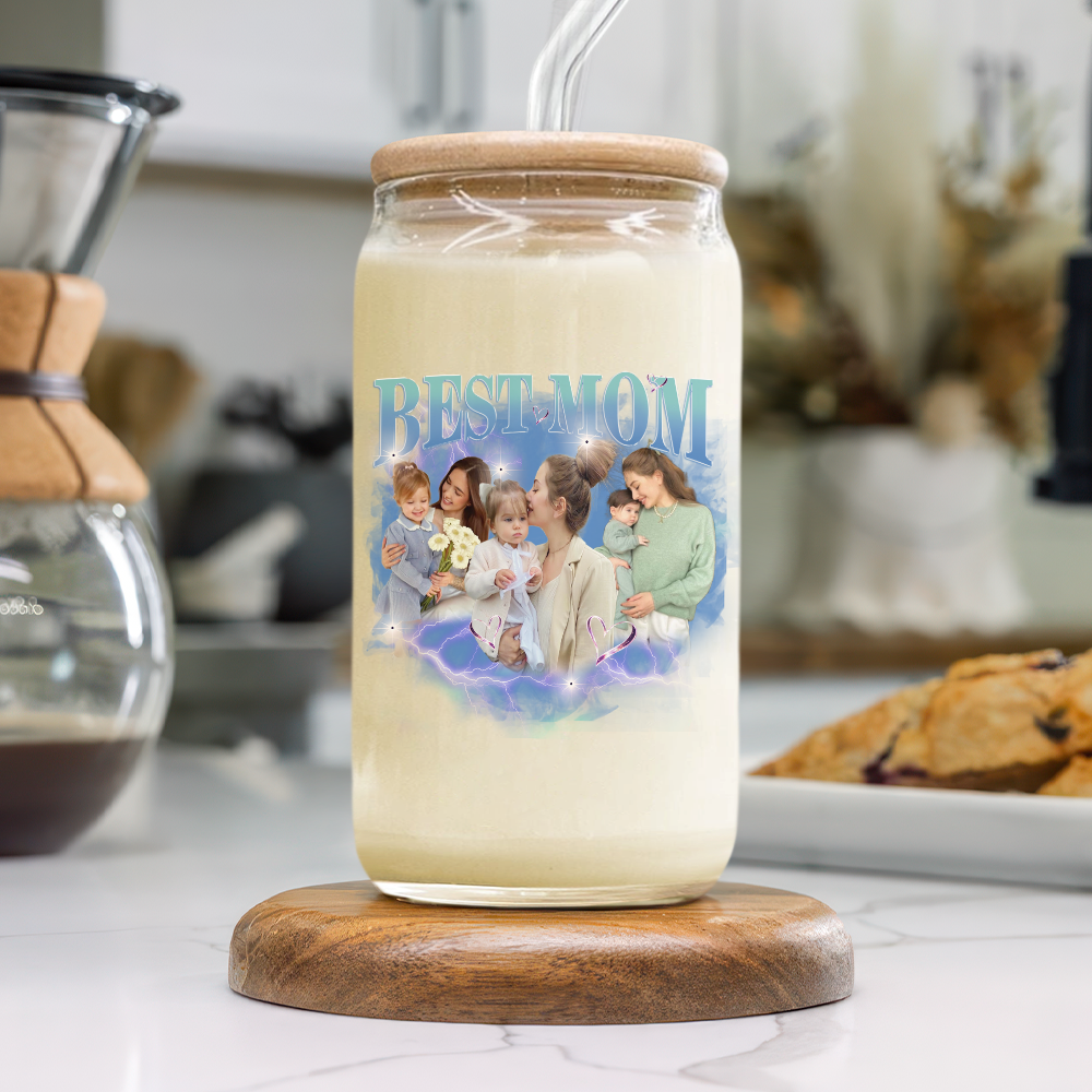 Custom Photo Best Mom Glass Can - Gift For Mom TH10 169287