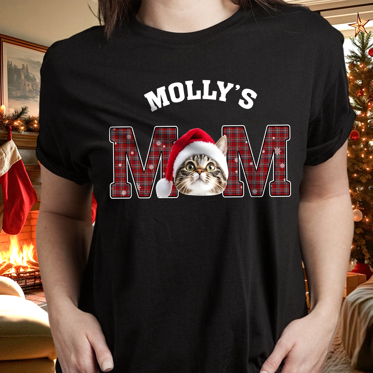 Custom Dog Cat Face Dark Shirt Christmas Gift For Dog Cat Lovers HO82 894398