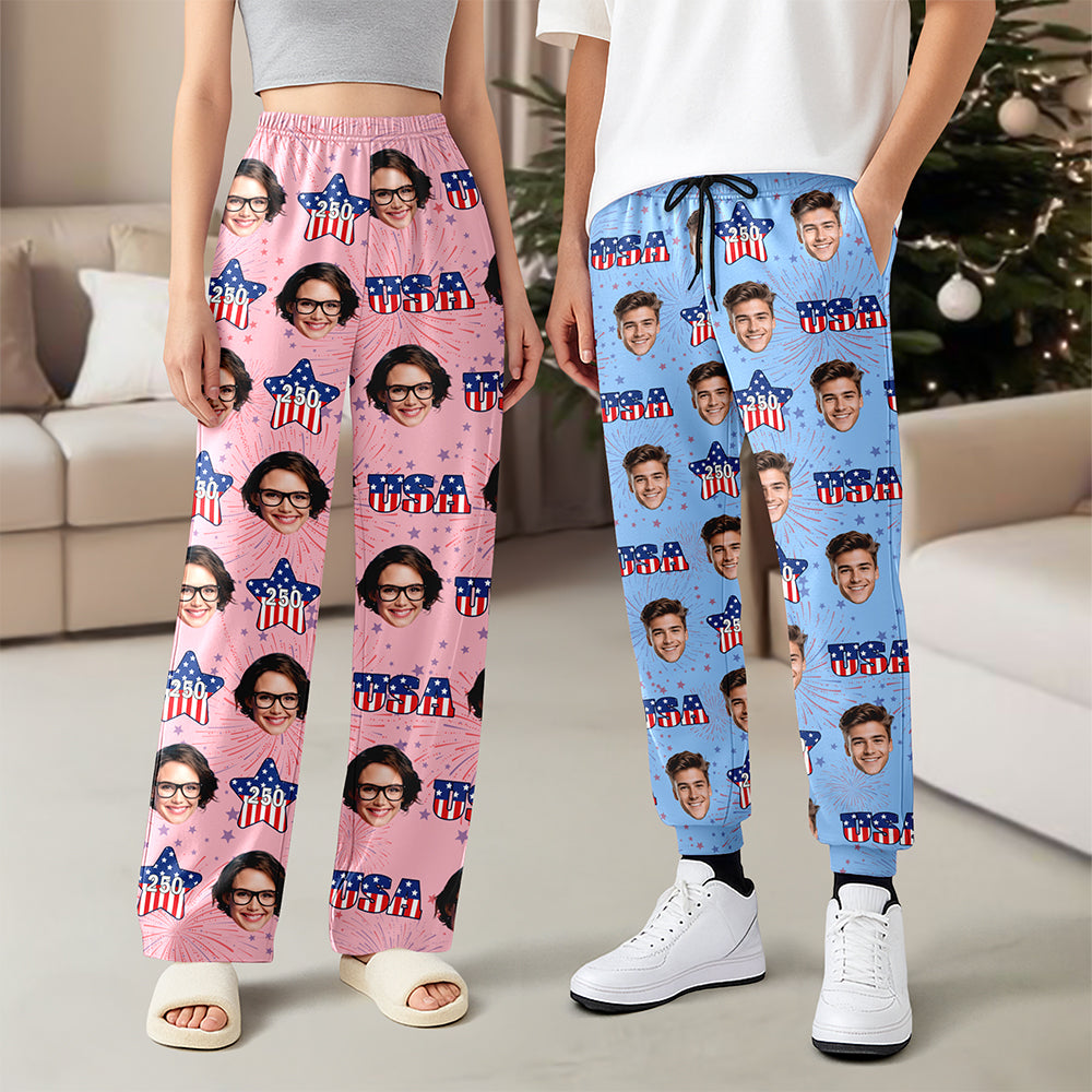 Custom Face Celebrate 250 Years America Anniversary 250th Independence Day Sweatpants CH07 899748