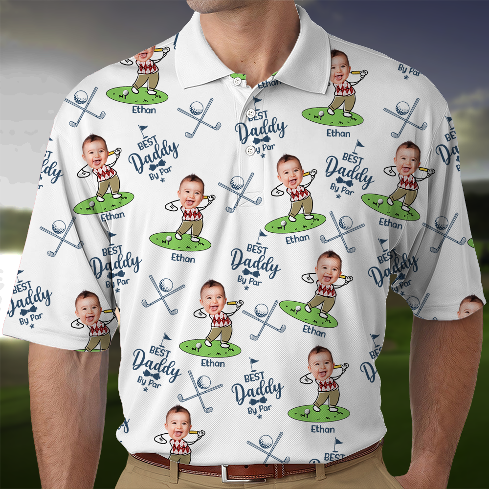 Custom Kid's Photo Best Dad By Par Polo Shirt HA75 892444