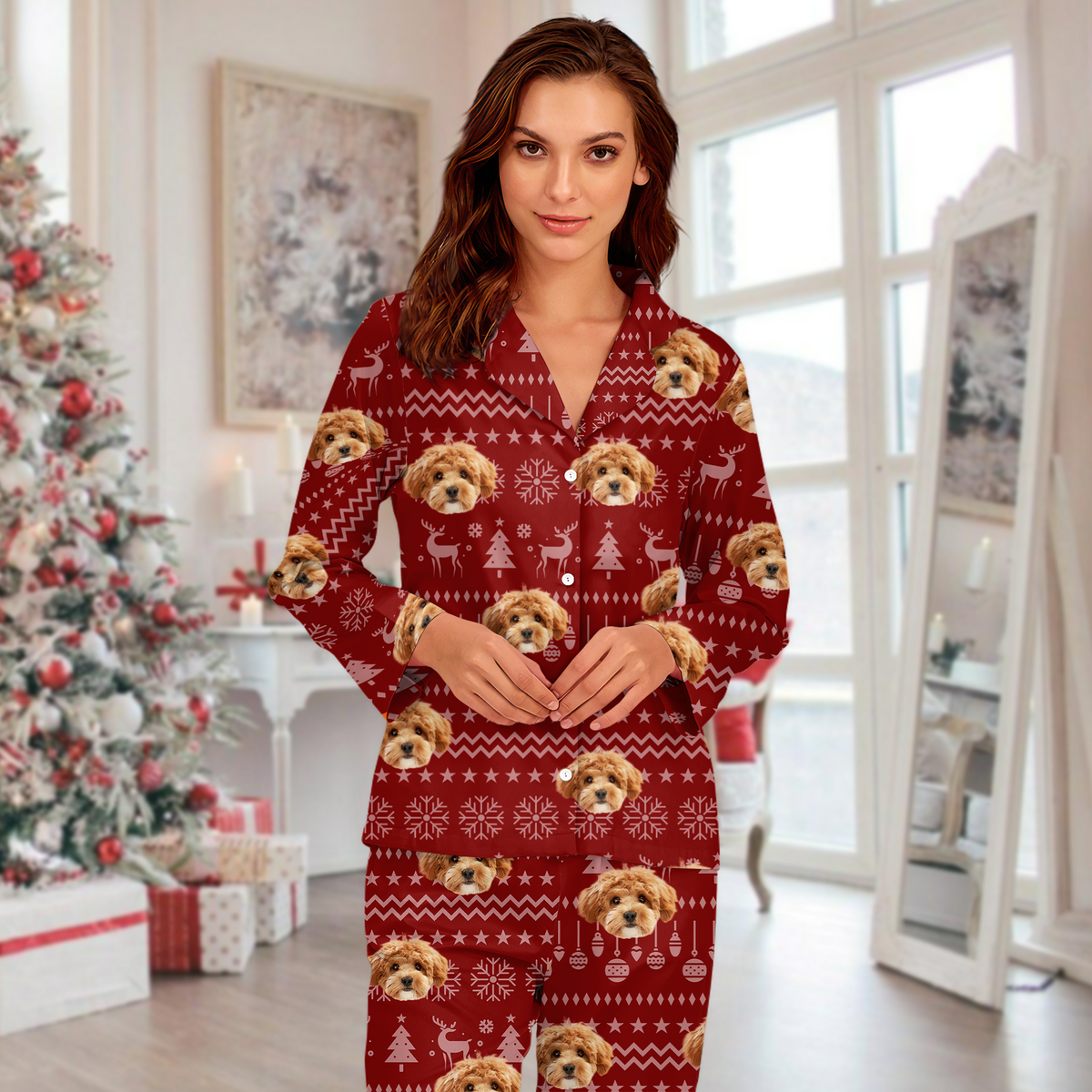 Custom Dog Photo Christmas Pajamas Christmas Gift For Pet Lovers CH07 896130