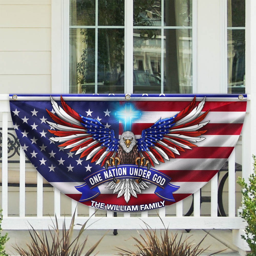 Custom Family One Nation Under God Non-Pleated Fan Flag TH10 896435