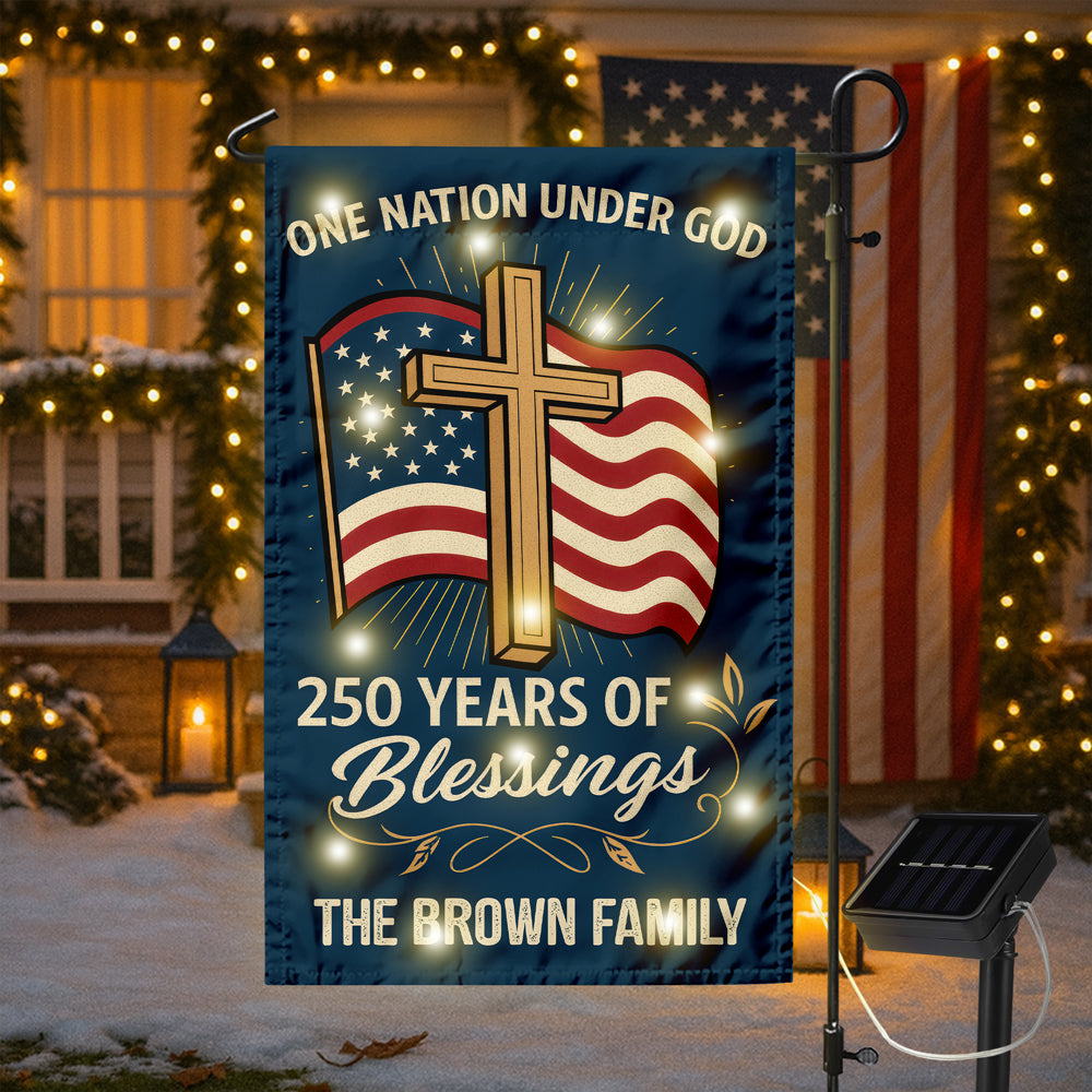 Custom Family Name Blessings America One Nation Under God LED Garden Flag LM32 895779