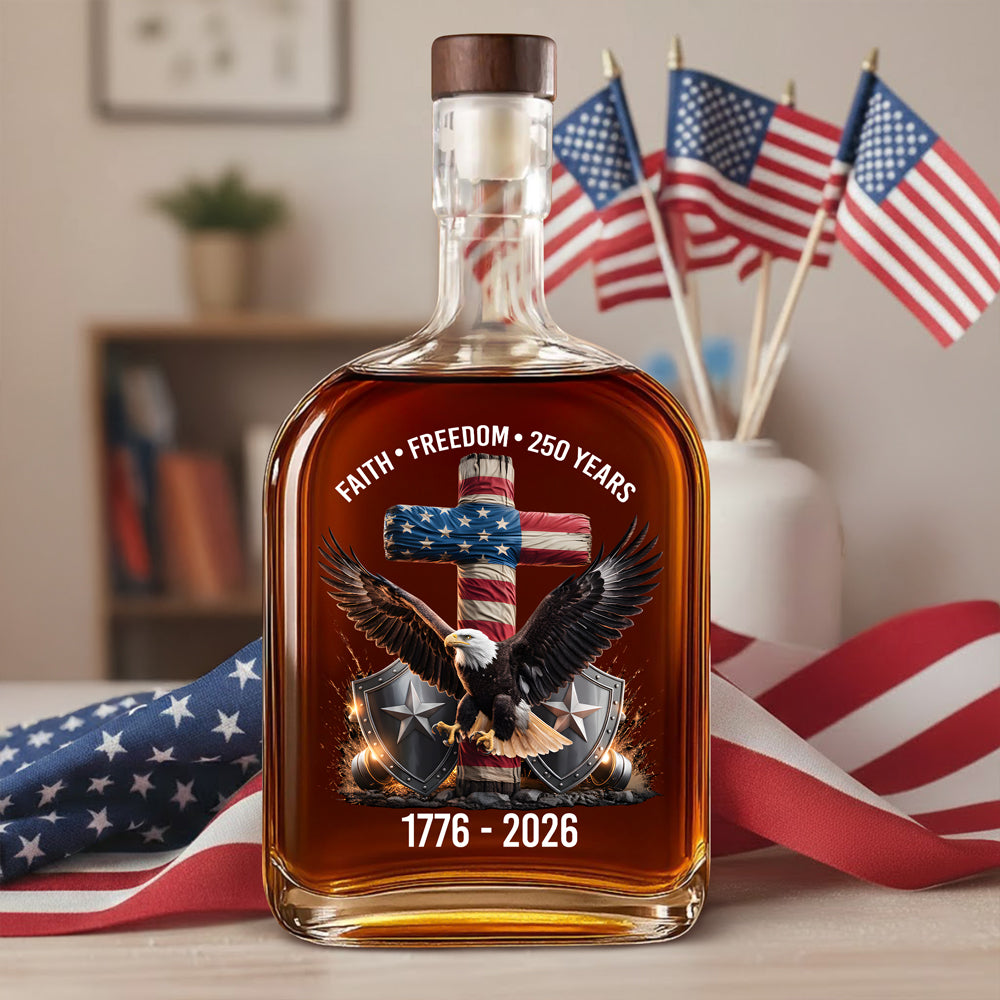 250 Years Of Faith & Freedom 1776–2026 Eagle Patriotic Whiskey Bottle HO82 901276