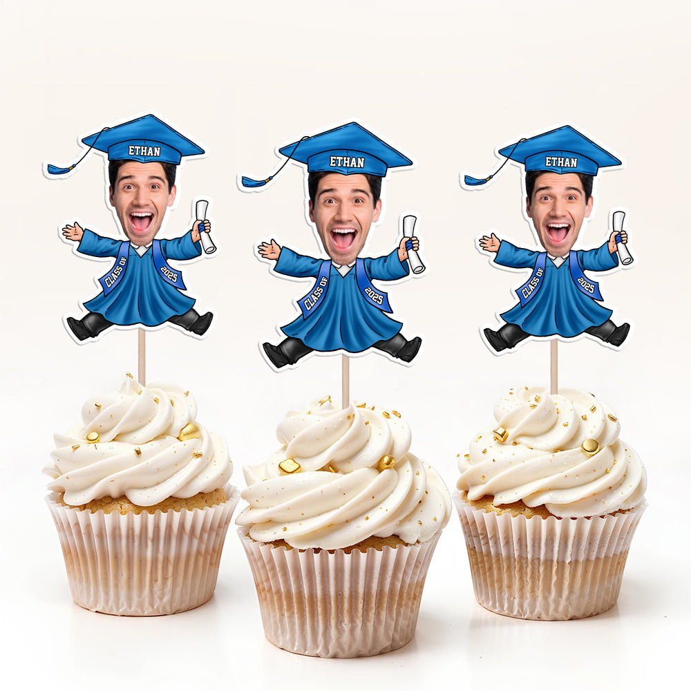 Topper personalizados para cupcakes con caras divertidas – Promoción 2025 – Decoración de graduación HA75 892156