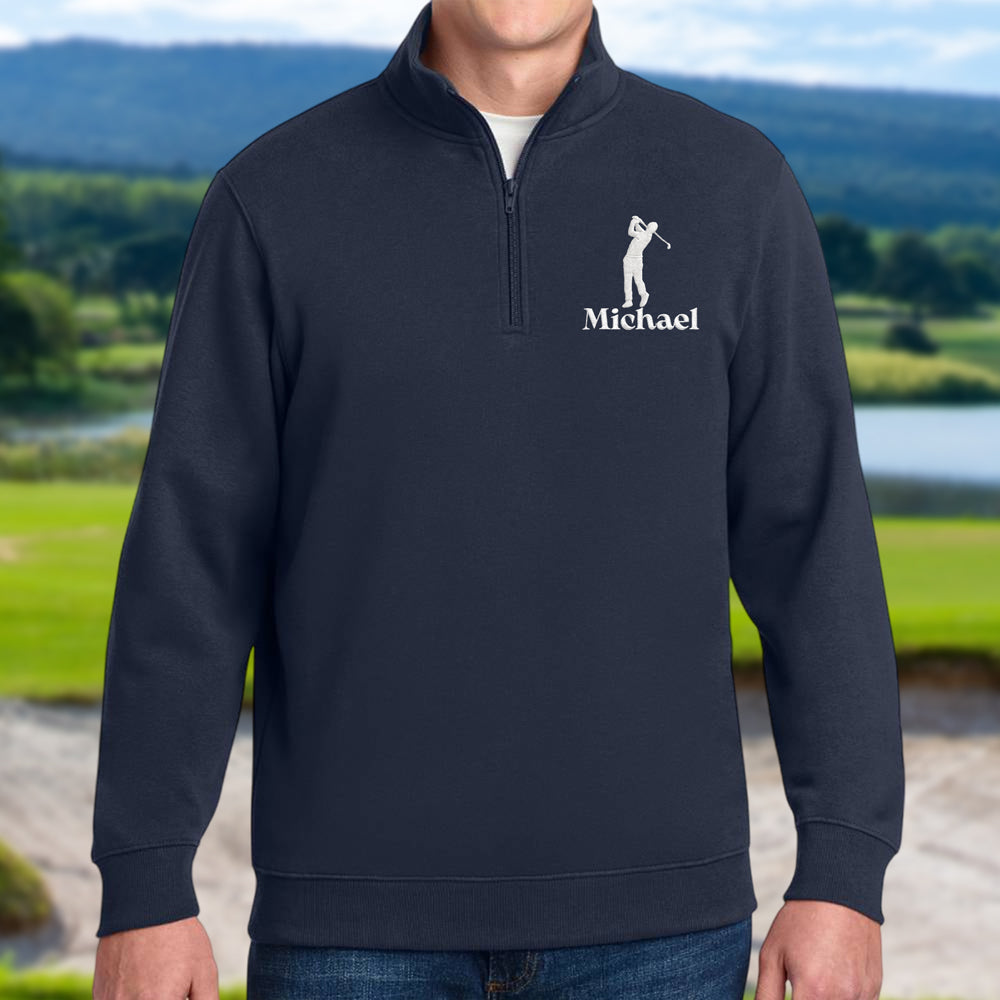Custom Golf Player Name Embroidered Quarter Zip Sweater For Him Her CH07 910004