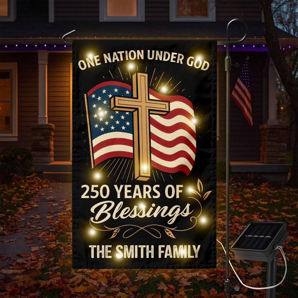 Custom Family Name Blessings America One Nation Under God LED Garden Flag LM32 895779
