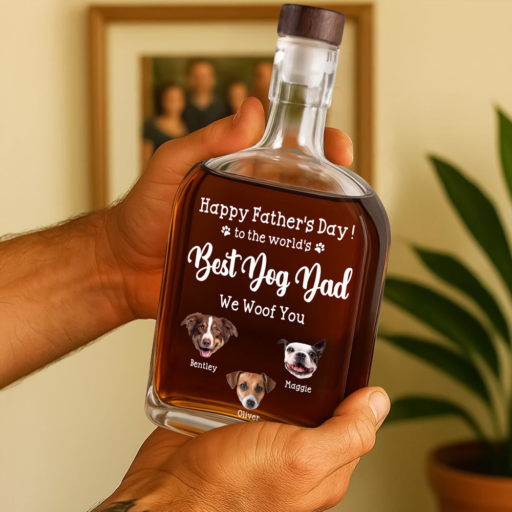 Custom Photo To The World's Best Dog Dad Whiskey Bottle TH10 894017