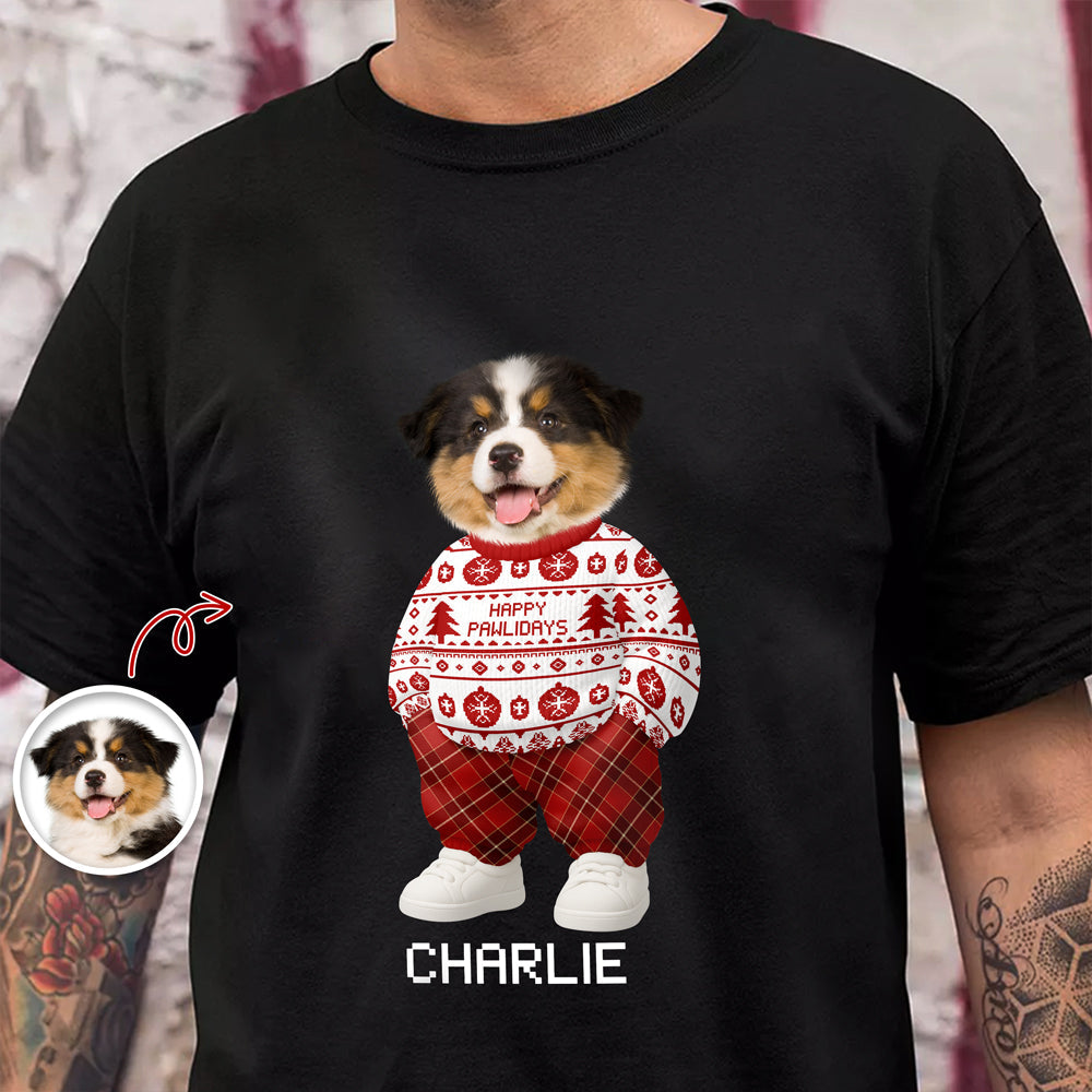 Custom Photo Dog Cat Xmas Clothes Christmas Dark Shirt Gift For Dog Cat Pet Lover HA75 898270