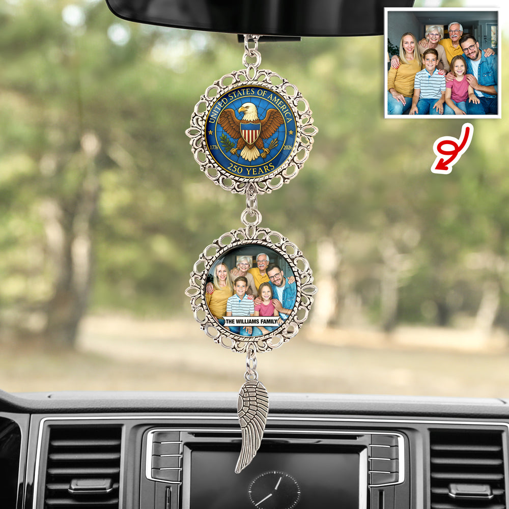 Custom Family Photo 250 Years Of Freedom Hanging Ornament With Charm LM32 897807