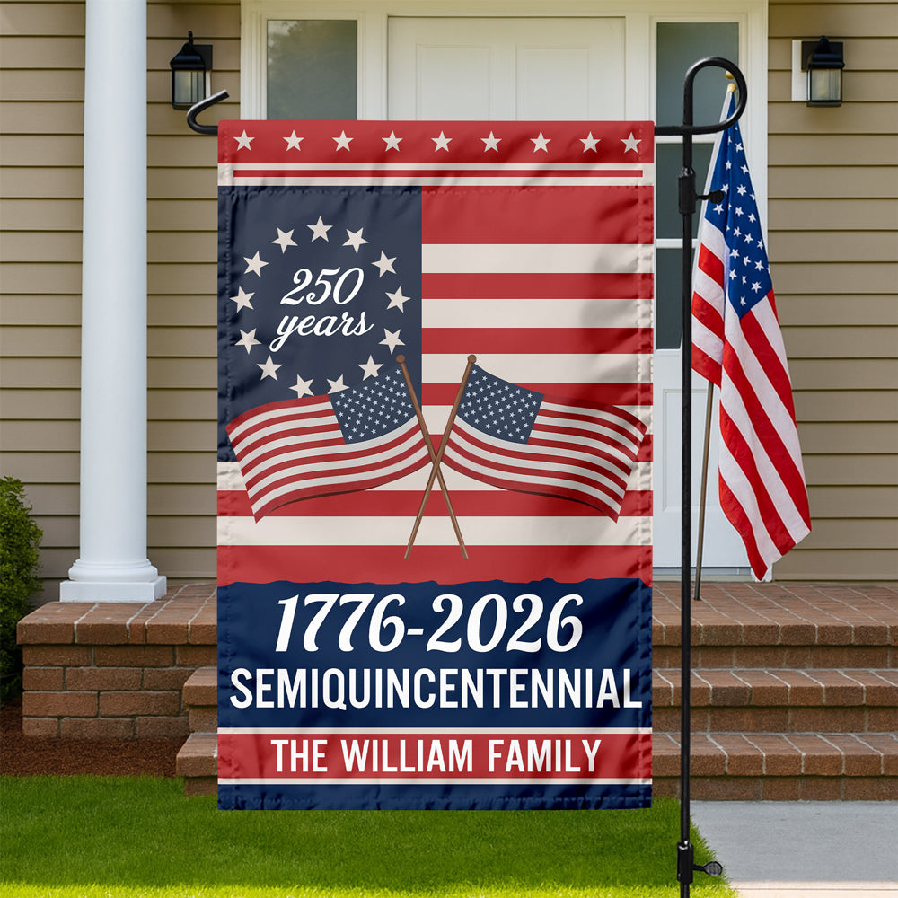 Custom Family Name Semiquincentennial 250th Anniversary Patriotic Garden Flag LM32 895865