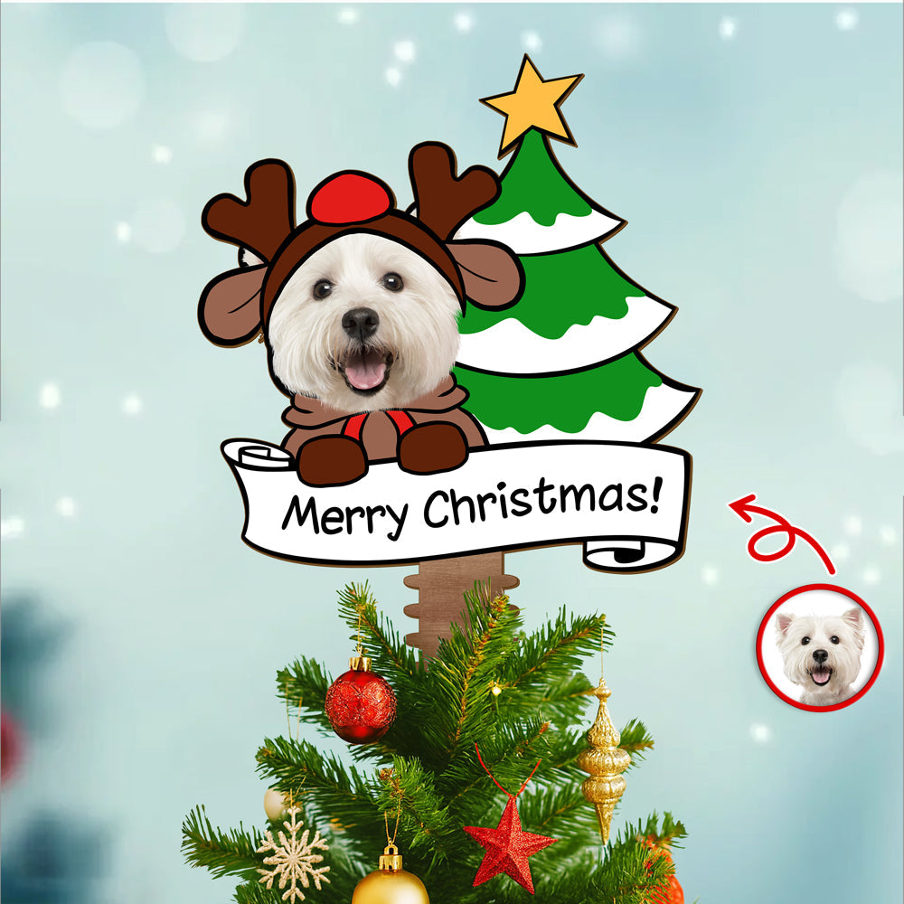 Custom Photo Dog's 1st Christmas Tree Topper Gift For Dog Lovers CH07 899206