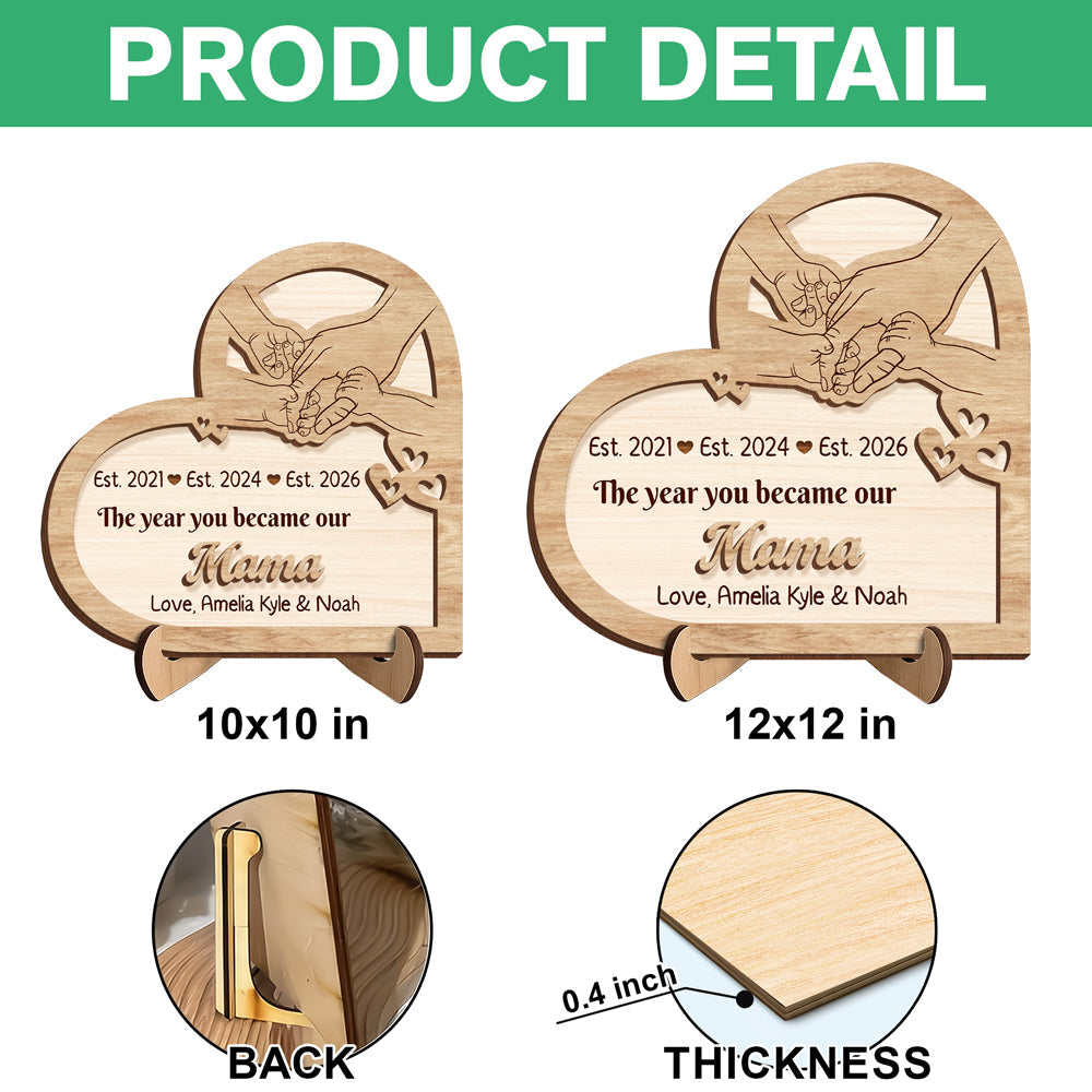 Personalized The Year You Became Our Mommy 2-Layered Wooden Plaque With Stand LM32 899621