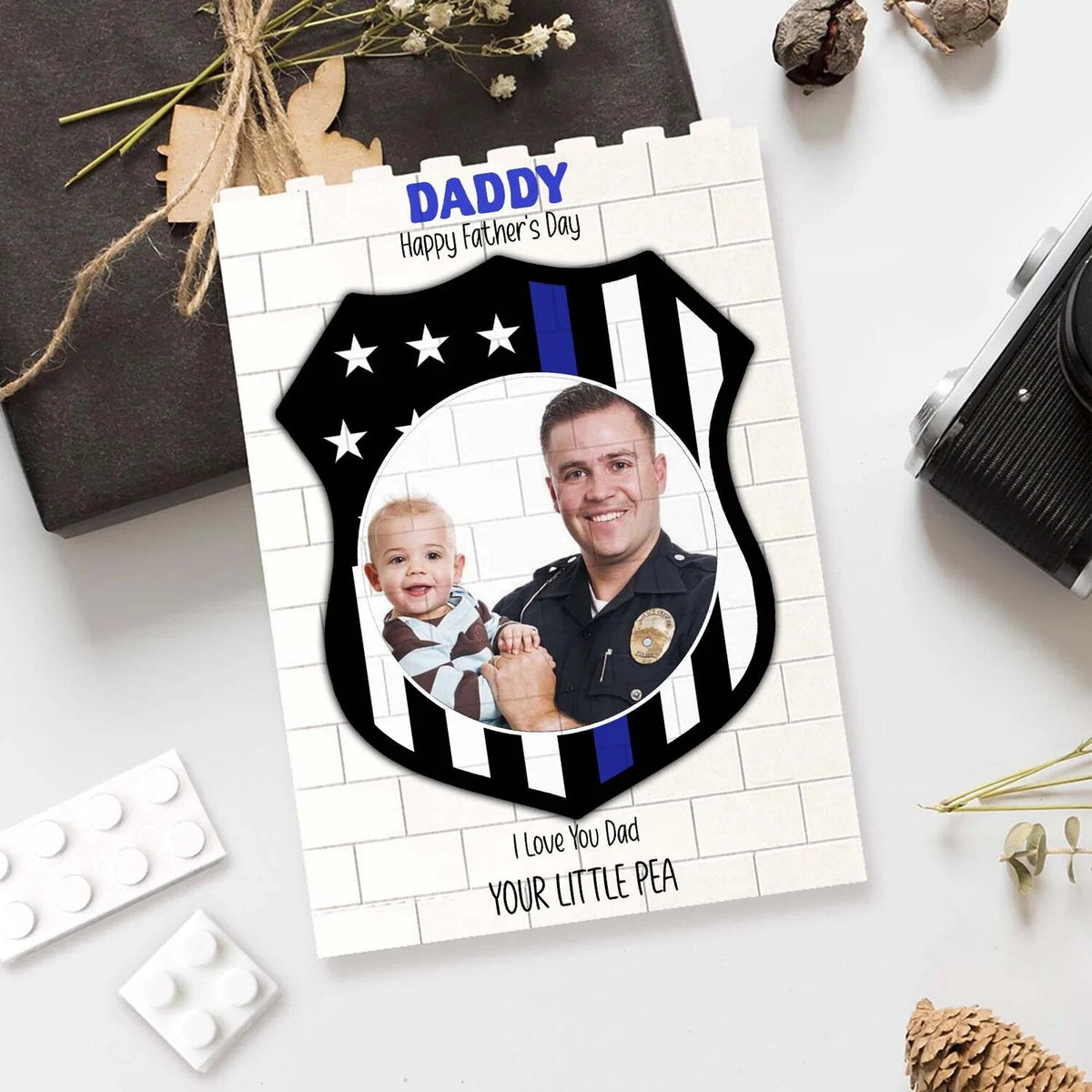 Custom Photo Brick Blocks Police Officer - Personalized Father’s Day Gift LM32 669089