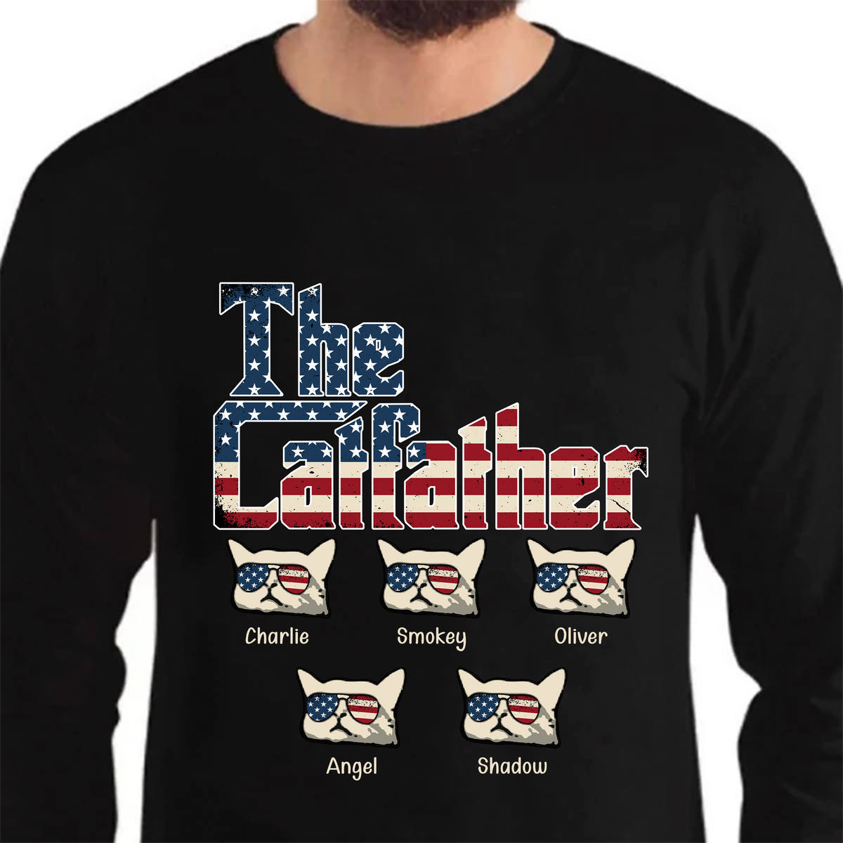 The Catfather US Flag Cat Personalized Dad Shirt HA75 892436
