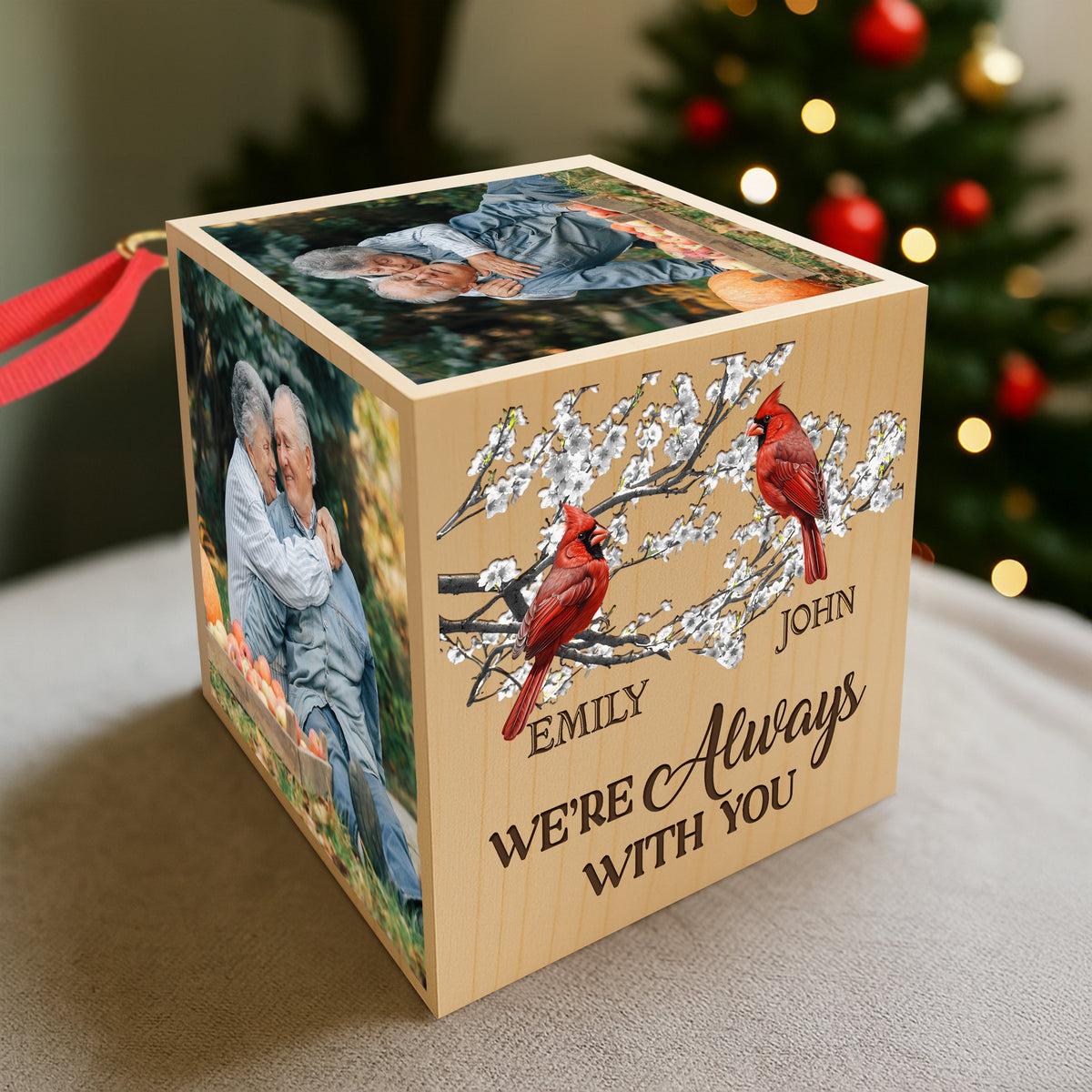 Custom Photo We're Always With You Memorial Cube Ornament For Christmas TH10 894525