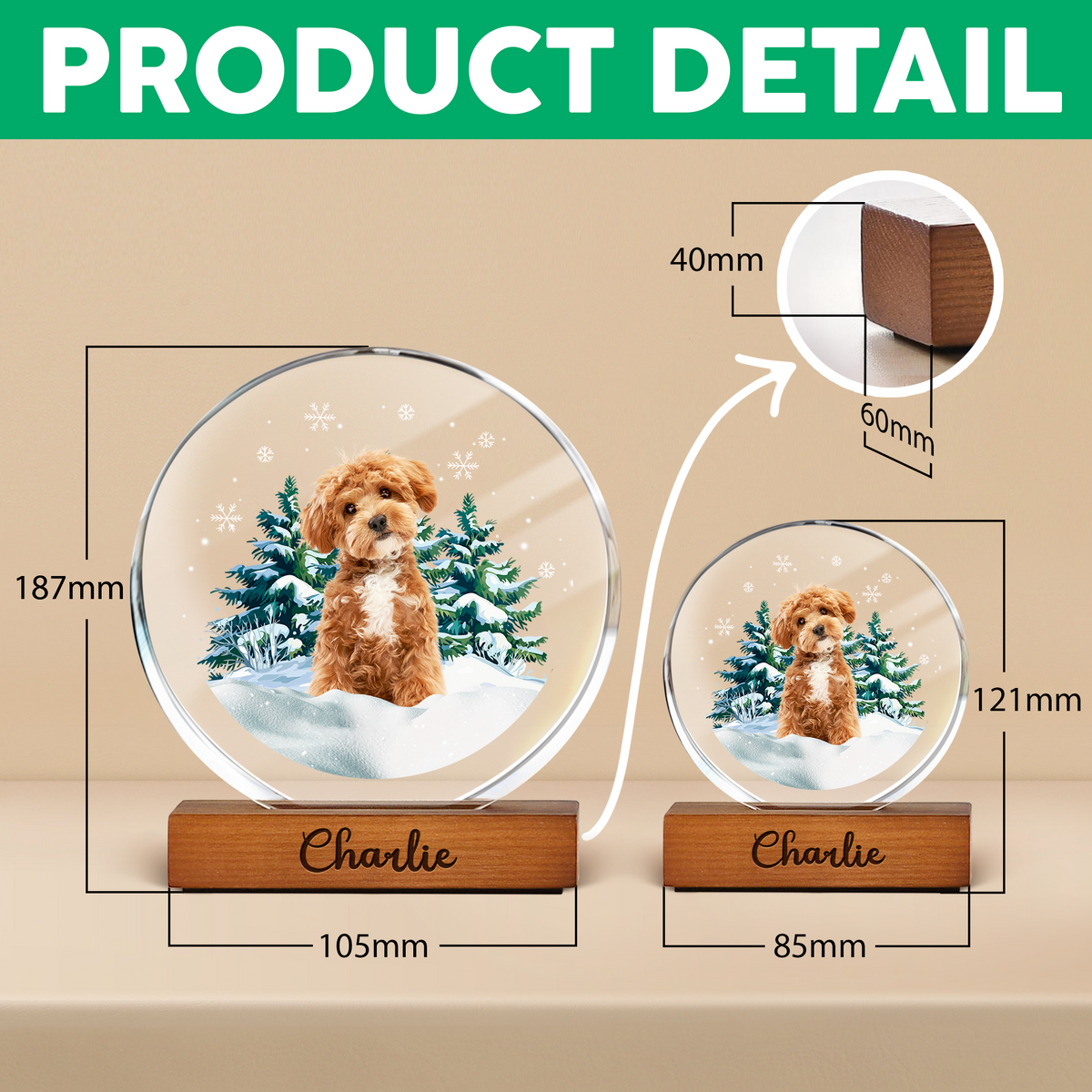 Custom Pet Photo Christmas - Personalized Round Acrylic Frame Block TH10 894407