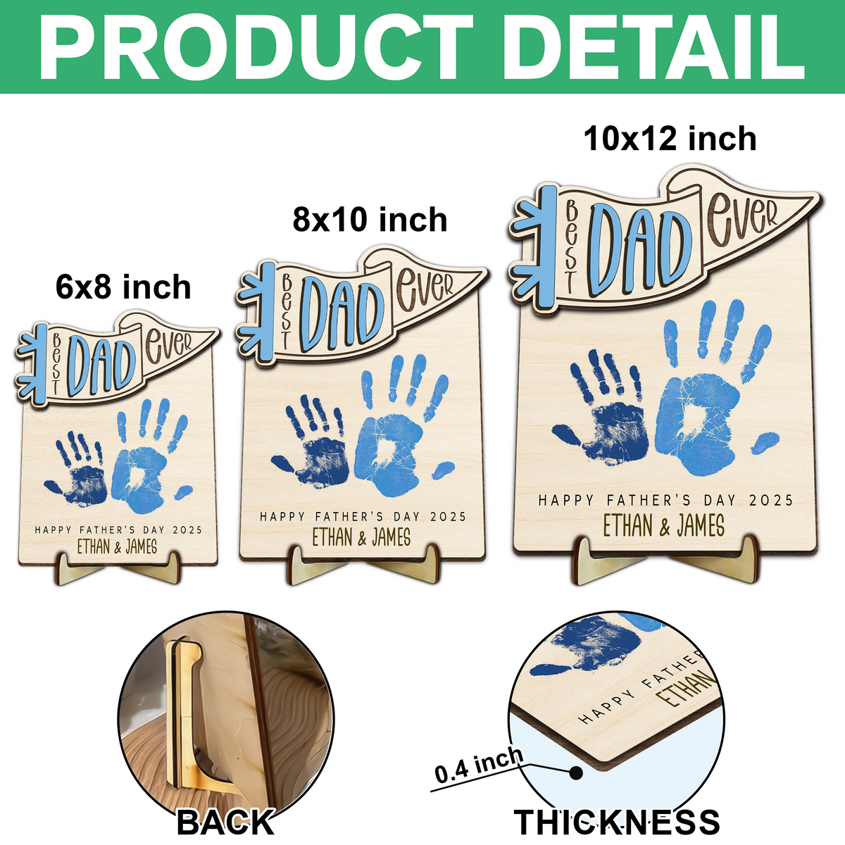 Personalized Hands Down Best Dad Ever 2-Layered Wooden Plaque With Stand TH10 892985
